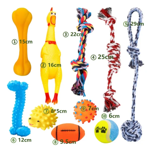 Set de 10 Juguetes Mordibles y Chillones para Perros